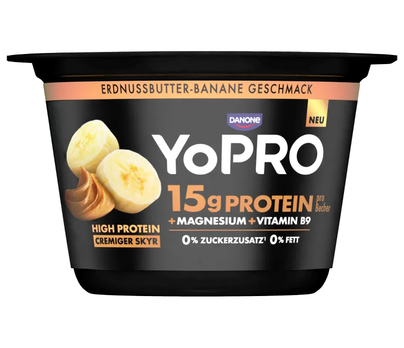 Abbildung eines Bechers YoPRO Erdnuss-Banane Skyr